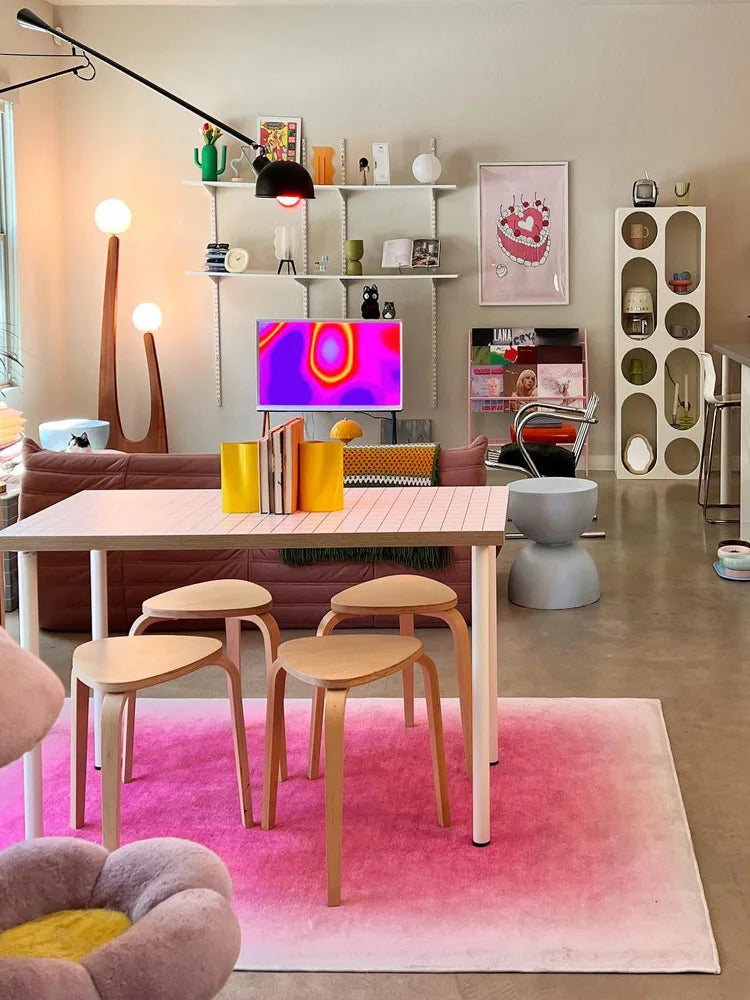 Pink Gradient Rug | Soft Flat Weave | Machine Washable at 30°C, Easy Care