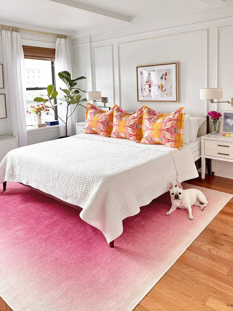 Pink Gradient Rug | Soft Flat Weave | Machine Washable at 30°C, Easy Care