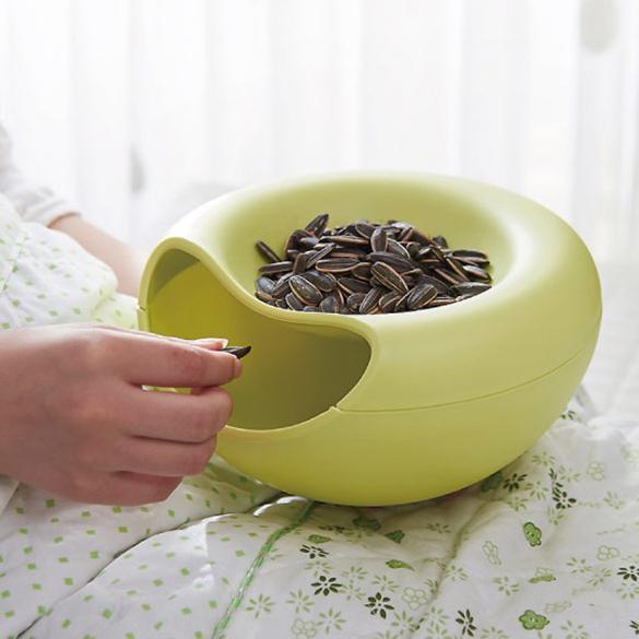 Pistachio Nut Bowl with Shell Storage | Dual Compartment Snack Organiser | Built-In Phone Stand, Decorative Bowl