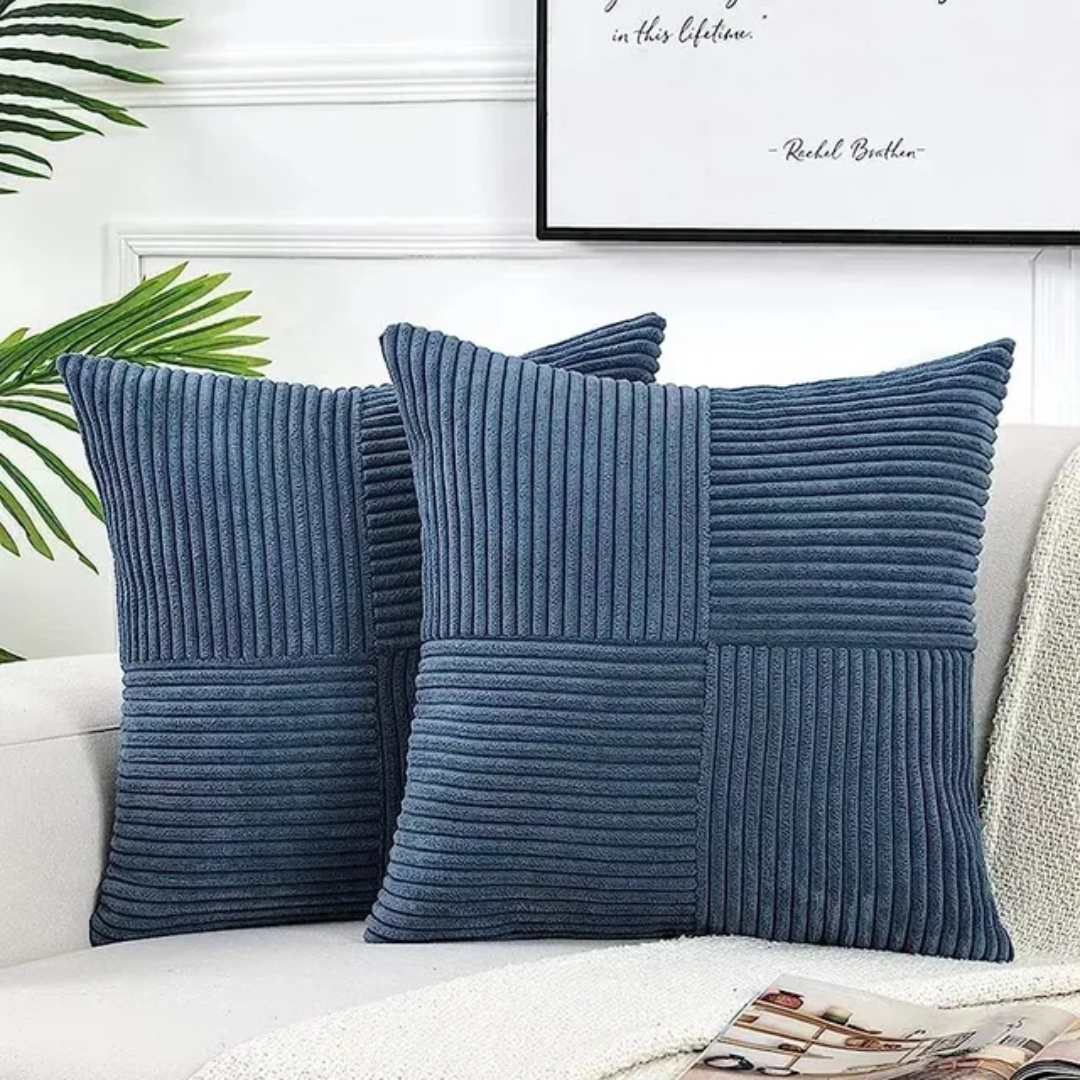 Plush Cushion | Corduroy Patchwork Square Cushion Cover