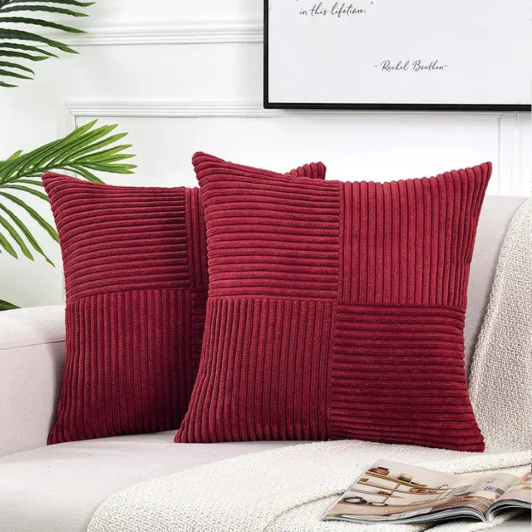 Plush Cushion | Corduroy Patchwork Square Cushion Cover