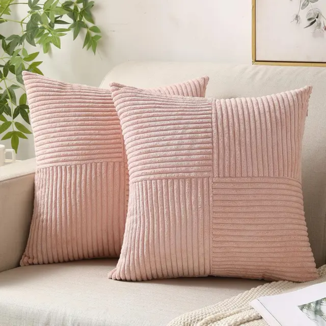 Plush Cushion | Corduroy Patchwork Square Cushion Cover