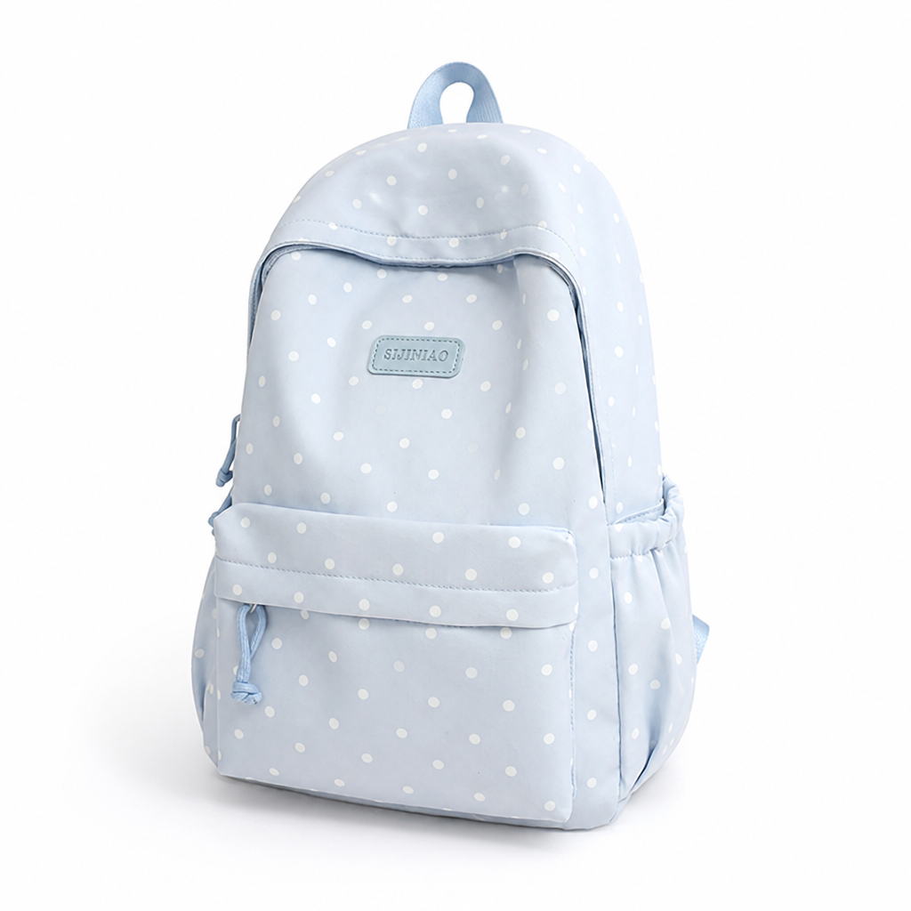 Polka Dot Backpack | Lightweight Large-Capacity Design with Adjustable Straps | Secure Zipper Closure for Everyday Carry