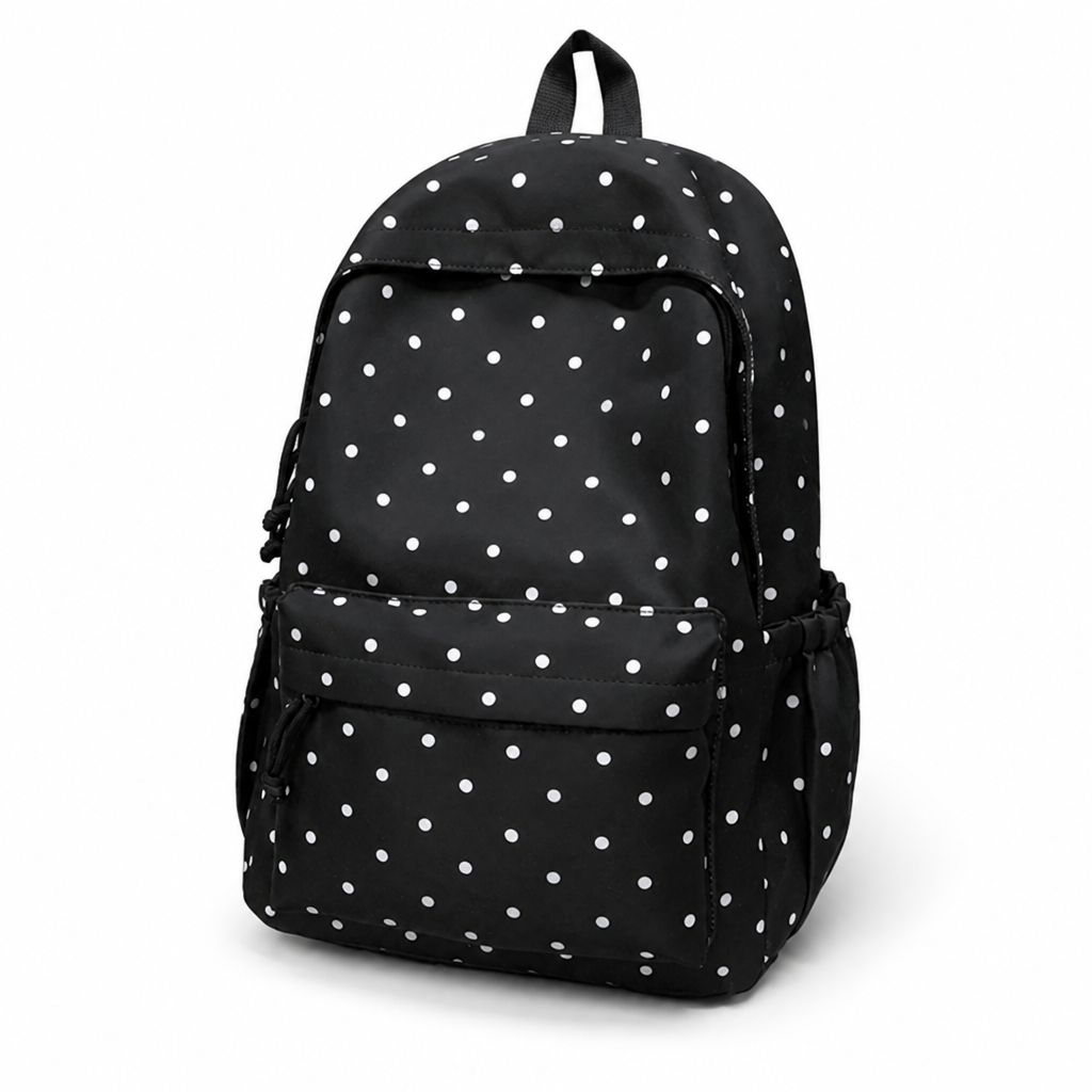 Polka Dot Backpack | Lightweight Large-Capacity Design with Adjustable Straps | Secure Zipper Closure for Everyday Carry