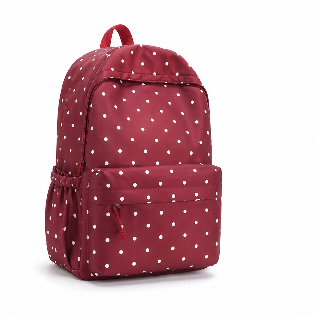 Polka Dot Backpack | Lightweight Large-Capacity Design with Adjustable Straps | Secure Zipper Closure for Everyday Carry