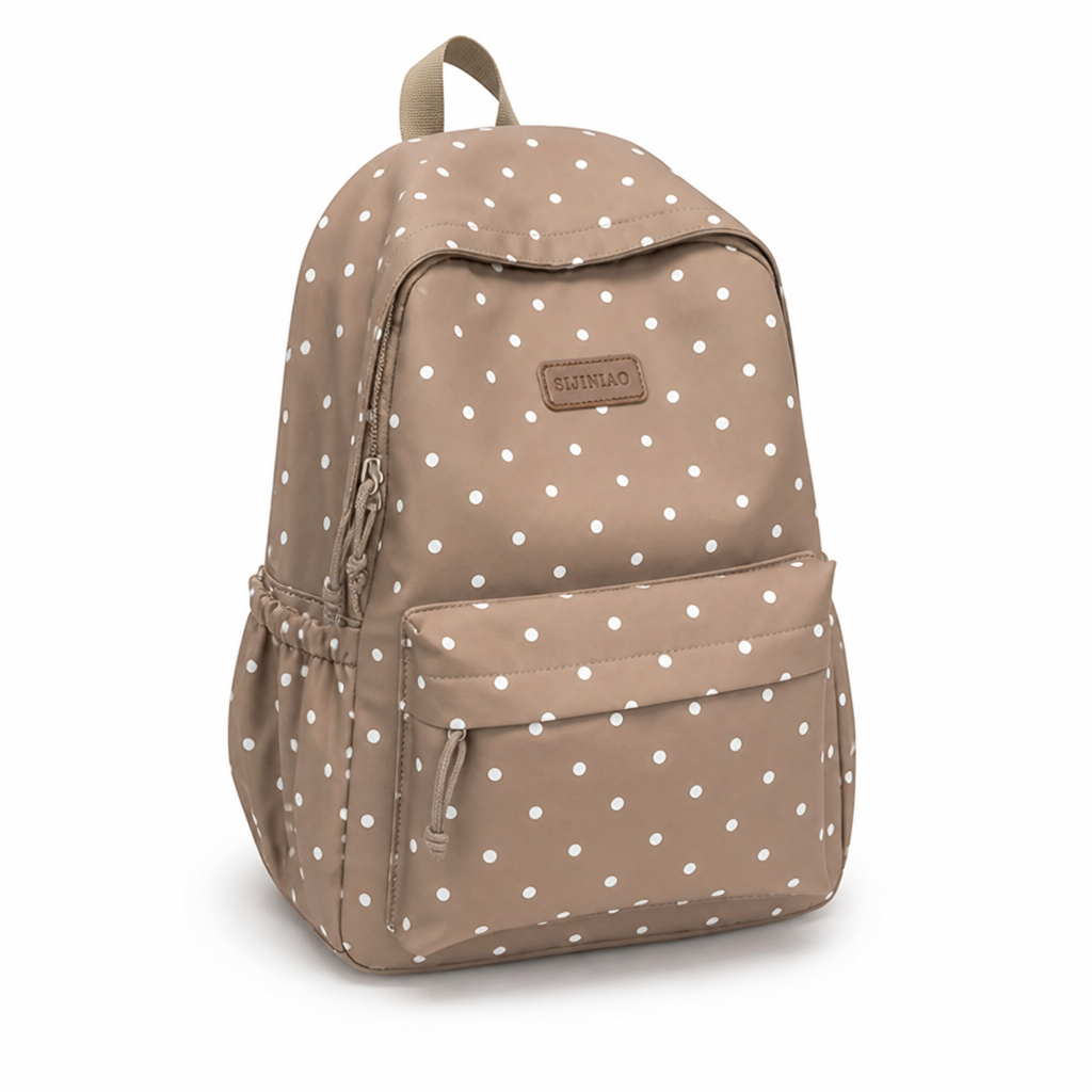 Polka Dot Backpack | Lightweight Large-Capacity Design with Adjustable Straps | Secure Zipper Closure for Everyday Carry