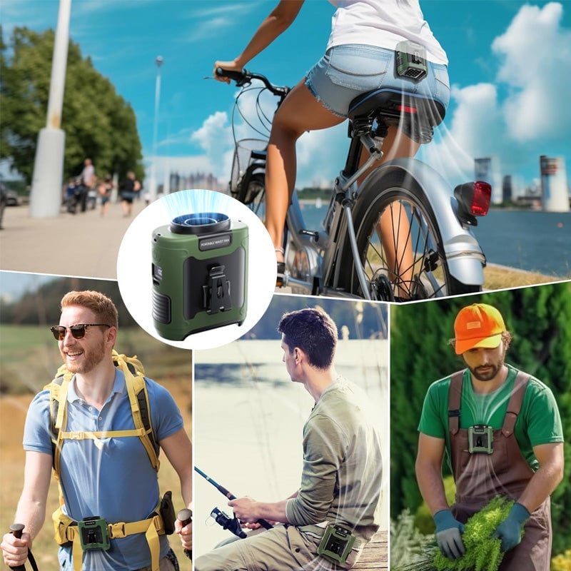 Portable Belt Fan Hands-Free Clip-On | Adjustable Speed USB Rechargeable | Lightweight ABS Plastic Build with Belt Clip