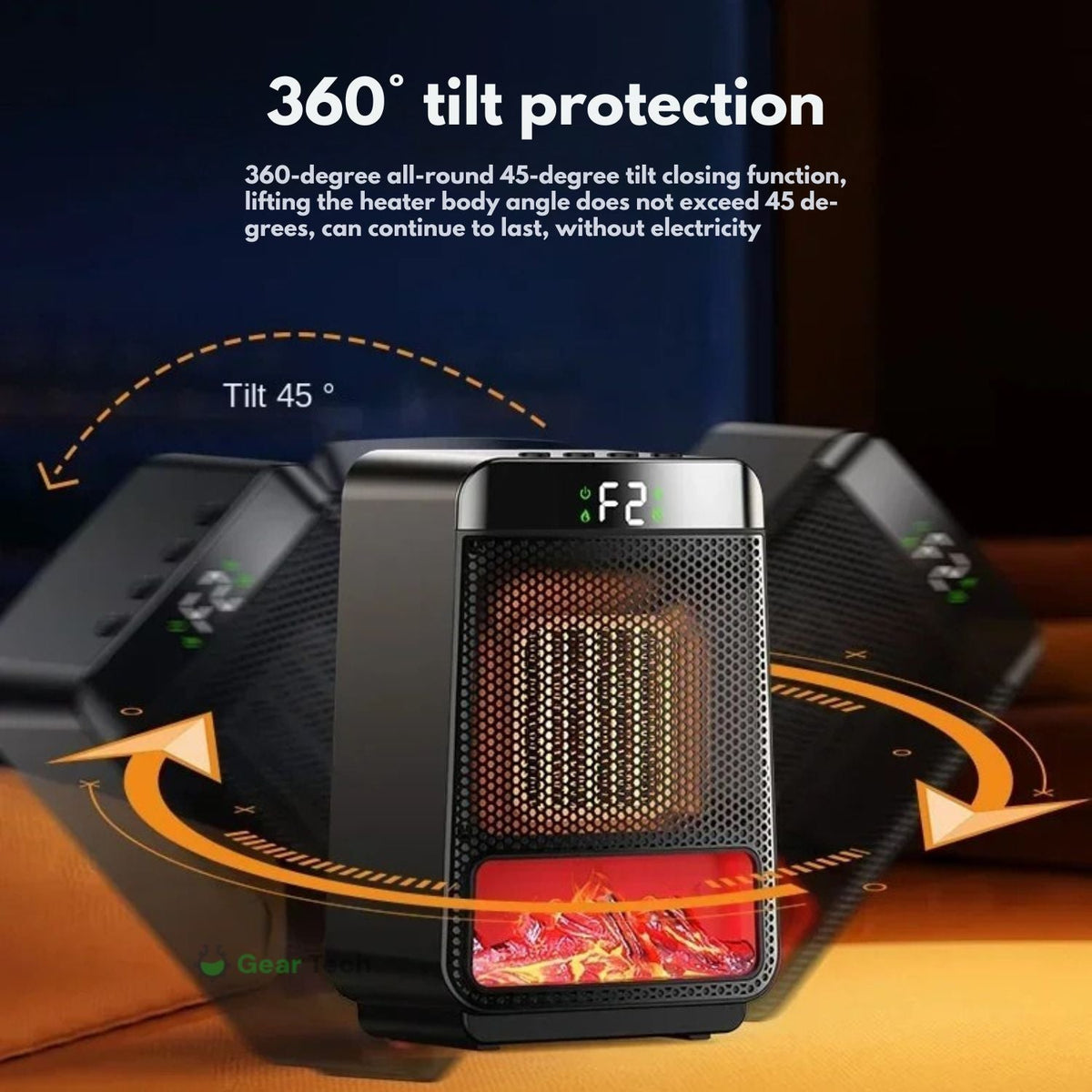 Portable Electric Heater 1500W | PTC Fast Heating with Flame Effect | Eco-Friendly, Low Energy & Quiet Operation