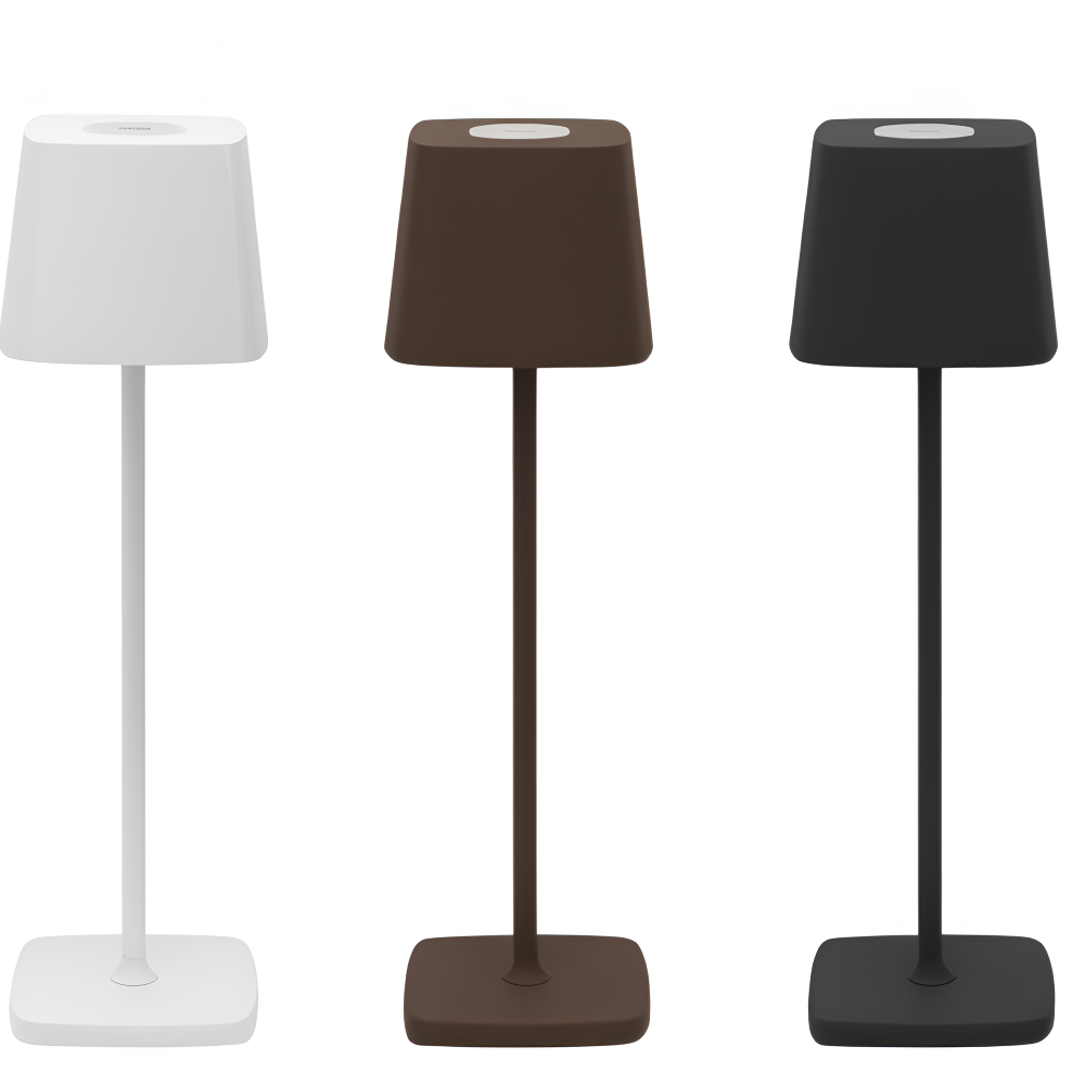 Portable LED Table Lamp Aluminium Alloy 10.5 x 37 cm | Black, White or Brown | Cordless Touch Dimming, 12-Hour Battery