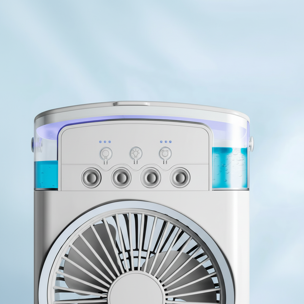 Portable Mini Humidifier Fan | Square Grille, Carry Handle