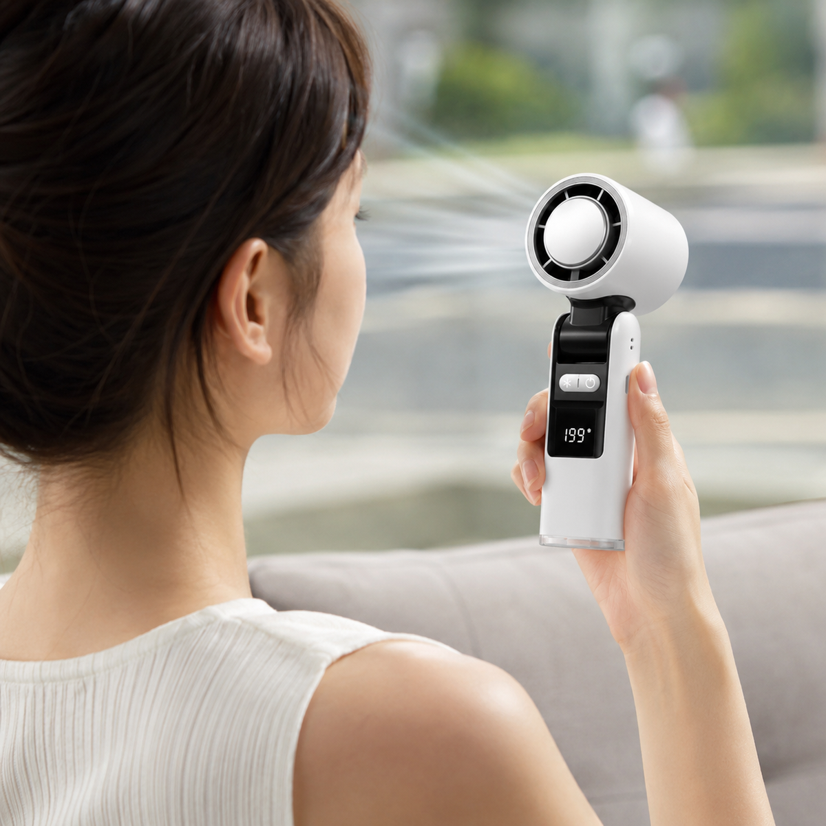 Portable Rechargeable Handheld Fan | USB-C Charging, Digital Display | 4000 mAh Battery, Cooling Plate, 3-in-1 Use