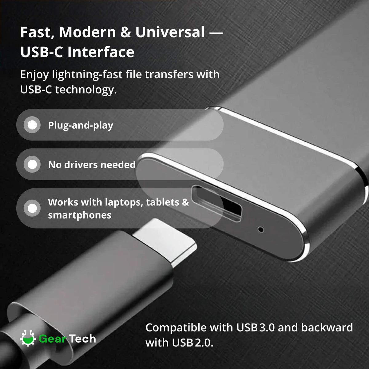 Portable SSD External Drive | USB 3.2, Up to 550 MB/s Transfer Speed | Up to 30TB Capacity, Shock-Resistant Aluminium Casing