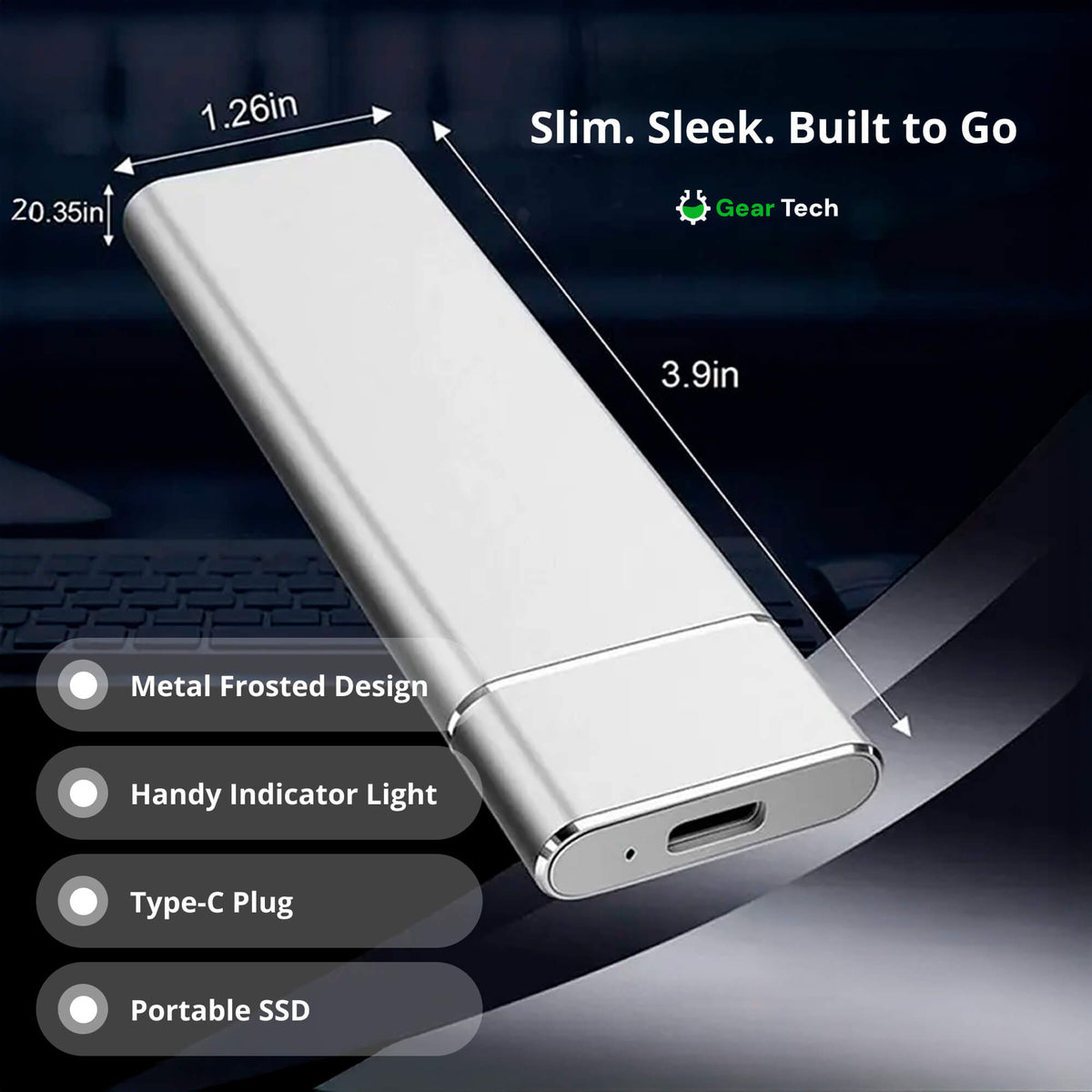Portable SSD External Drive | USB 3.2, Up to 550 MB/s Transfer Speed | Up to 30TB Capacity, Shock-Resistant Aluminium Casing