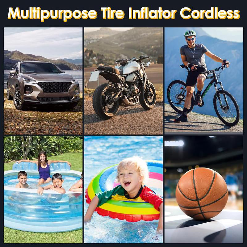 Portable Tyre Inflator Cordless | Digital Pressure Display & Auto Shut-Off | 35L/min Fast Inflation with LED Light