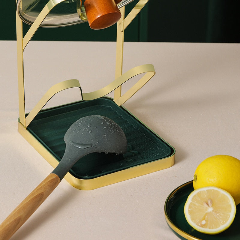 Pot Lid Rack 3-Layer Metal Kitchen Compact Organiser with Silicone Grips