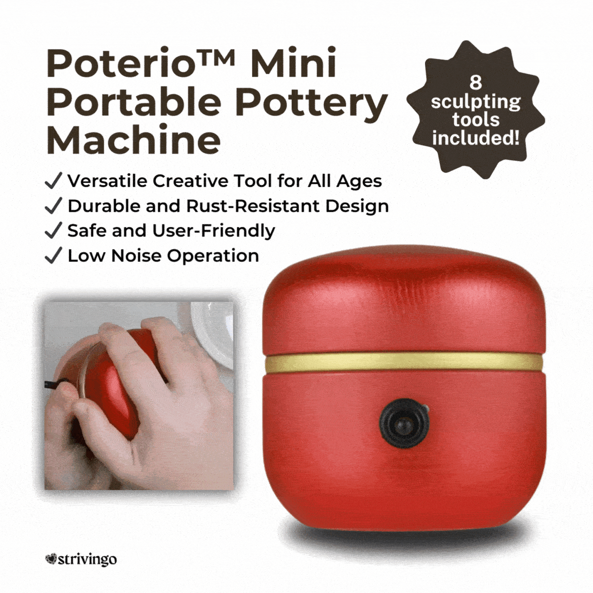 Pottery Wheel Kit Electric Variable Speed Rust-Resistant with 8 Sculpting Tools