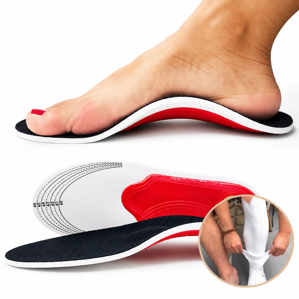 Pressure Relief Insoles for Everyday Wear | Ergonomic Arch Support Design | Even Pressure Distribution & Cushioning