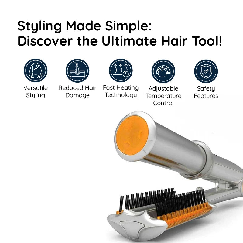 2-in-1 Rotating Hair Brush for Straightening and Styling | Rapid Heat-Up, Reduces Frizz | Smooth, Shiny Results in Minutes 4