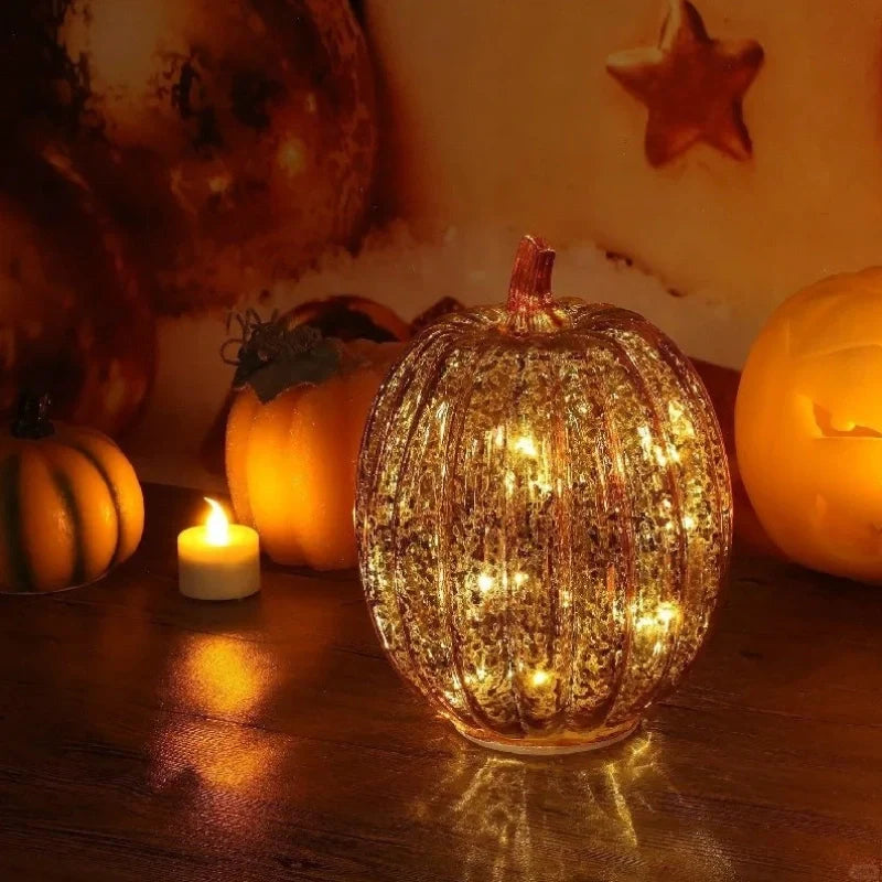 Pumpkin Decoration Light | Crackle Finish, Flicker Timer