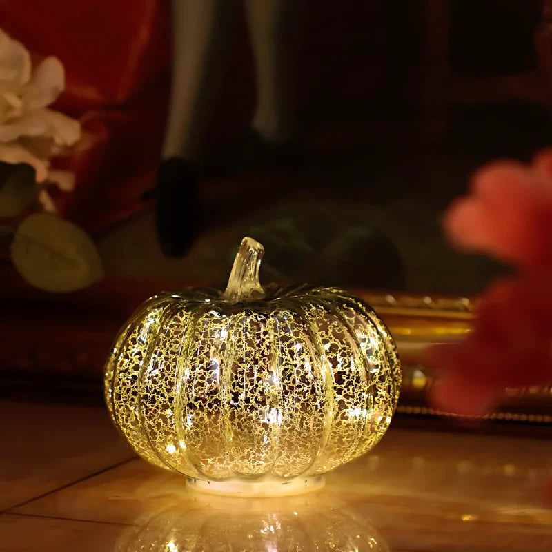 Pumpkin Decoration Light | Crackle Finish, Flicker Timer