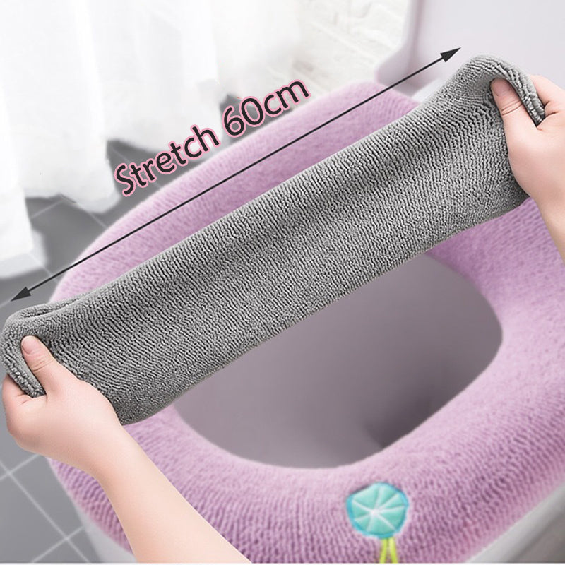 Pumpkin Pattern Toilet Seat Cover Stretch Fabric | Soft Warm Cushion for Standard Seats | Easy Install Autumn Bathroom Décor