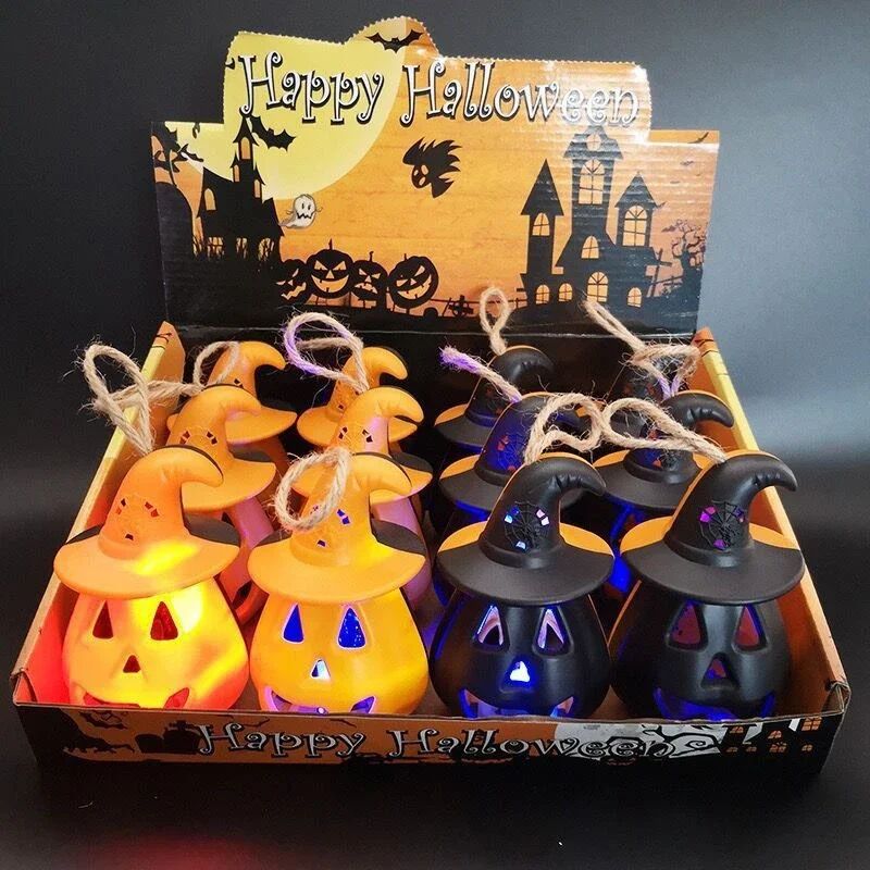 Pumpkin Skull LED Night Lantern Halloween Décor | Battery Powered Flameless Design | Portable Indoor Kids Room & Party Light