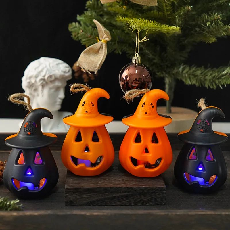 Pumpkin Skull LED Night Lantern Halloween Décor | Battery Powered Flameless Design | Portable Indoor Kids Room & Party Light
