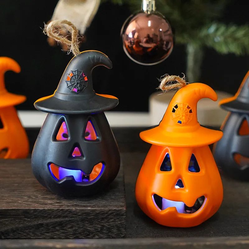 Pumpkin Skull LED Night Lantern Halloween Décor | Battery Powered Flameless Design | Portable Indoor Kids Room & Party Light