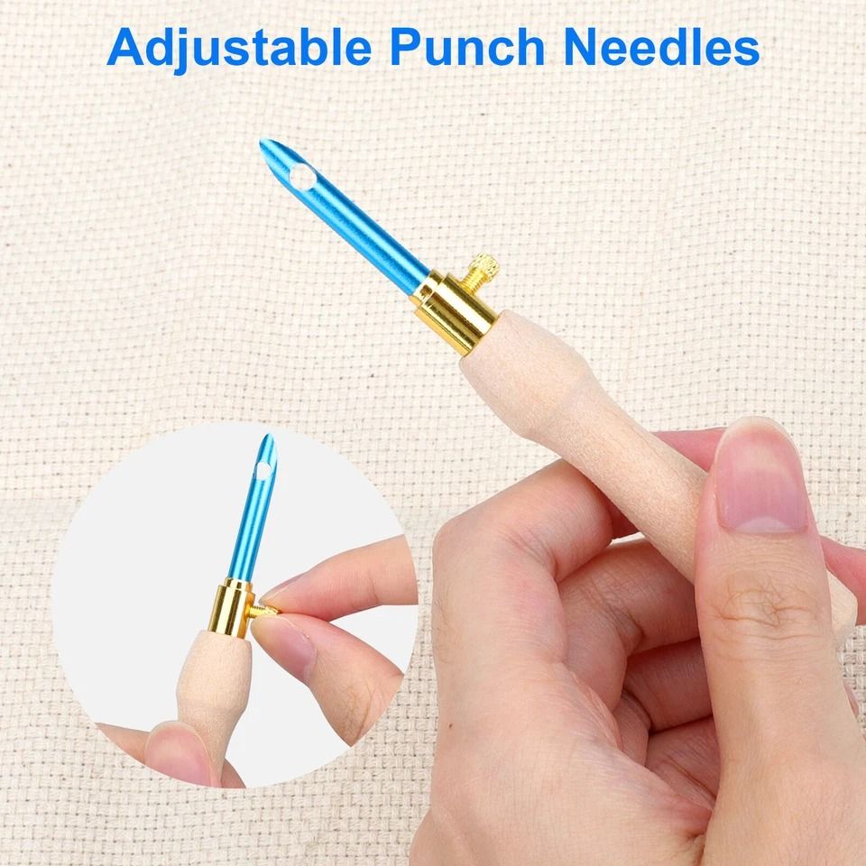 Punch Needle Embroidery Kit 36-Piece Set | Wooden and Metal Needles with Storage Box | Beginner Cross Stitching Tool Set