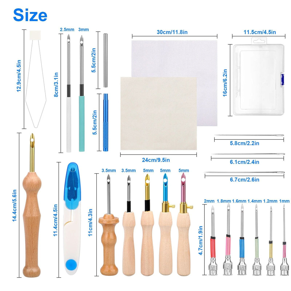 Punch Needle Embroidery Kit 36-Piece Set | Wooden and Metal Needles with Storage Box | Beginner Cross Stitching Tool Set