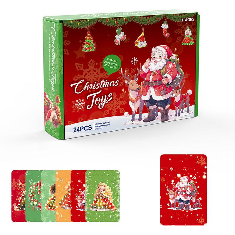 Puncture Painting Christmas Ornaments DIY Kit | 24 Themed Designs with Pen, Rope & Cloth | Paper Craft Activity for Kids