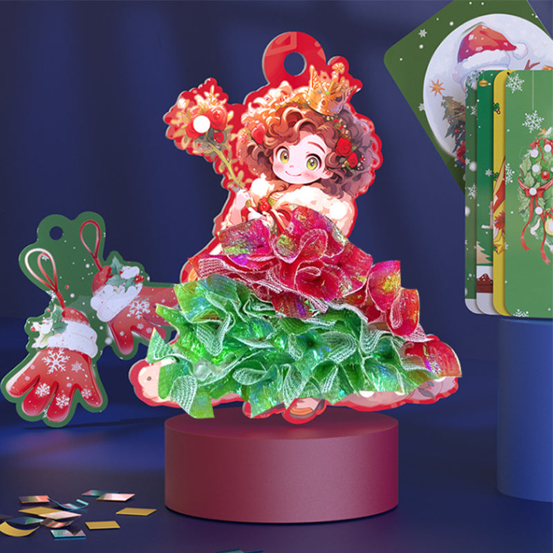Puncture Painting Christmas Ornaments DIY Kit | 24 Themed Designs with Pen, Rope & Cloth | Paper Craft Activity for Kids