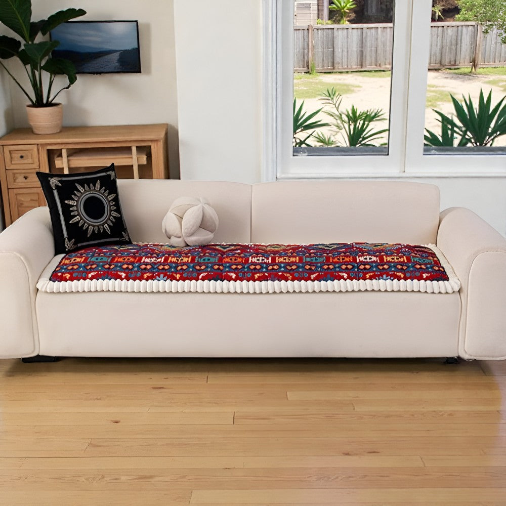 Quilted Sofa Cover | CozyFit Ethnic Pattern Couch Protector