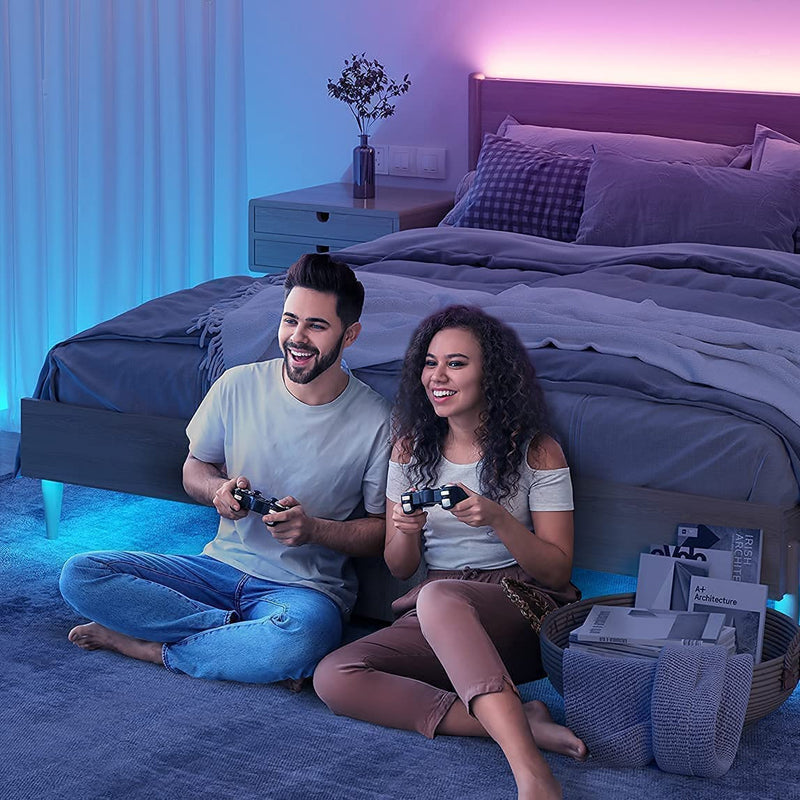 RGB LED Strip Light | Bluetooth App and Remote Control | Cuttable, Flexible Tape with Self-Adhesive Backing for Any Surface
