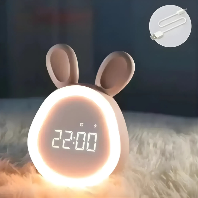 Rabbit Digital Alarm Clock | Glowing Face, USB Charging
