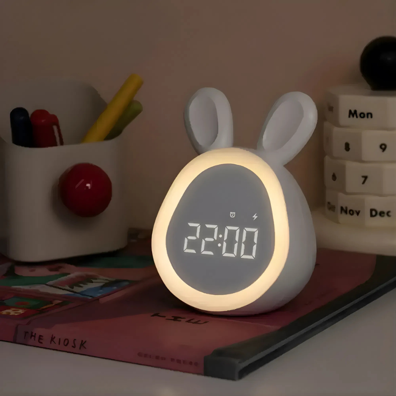 Rabbit Digital Alarm Clock | Glowing Face, USB Charging