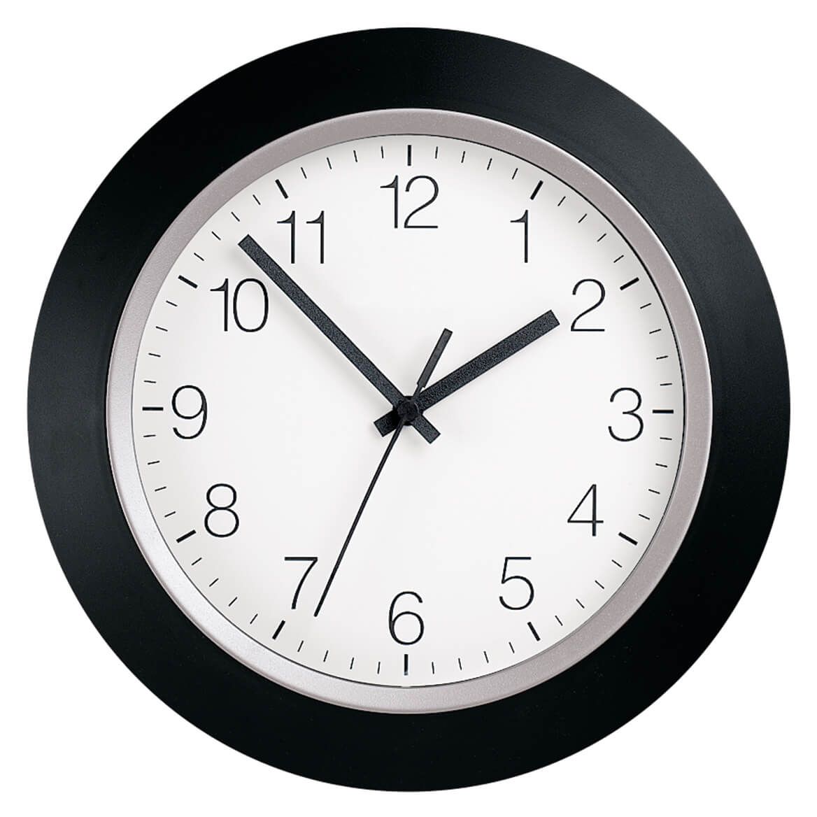 Radio-Controlled Wall Clock 30cm (12in) | Self-Setting Domed Face, Black or Silver | Never Needs Resetting, Battery Powered