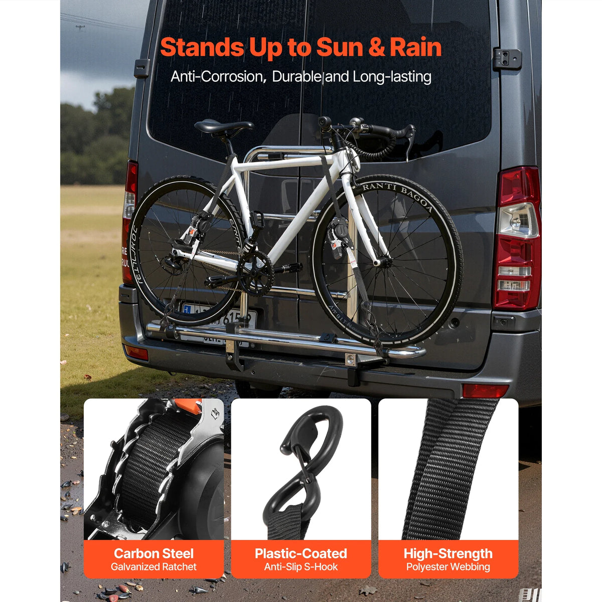 Ratchet Straps Polyester Webbing | 1,500 lb Load Capacity | One-Person Ratchet, UV & Abrasion Resistant Soft Loops