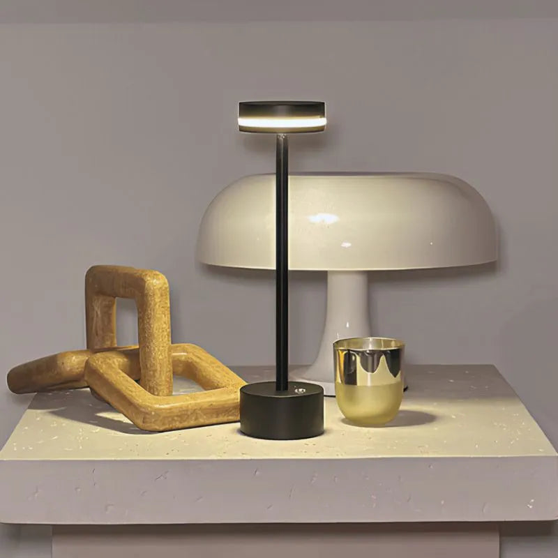 Rechargeable LED Table Lamp Aluminium 31 x 8 cm | 5 Colours, Touch Dimmable | 12-16 Hour Battery, USB Cordless
