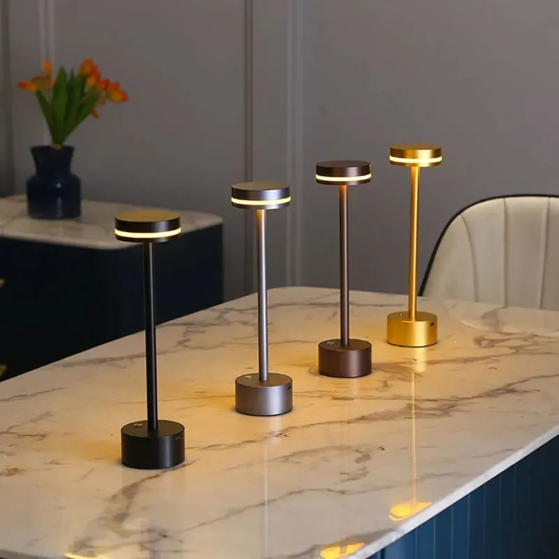 Rechargeable LED Table Lamp Aluminium 31 x 8 cm | 5 Colours, Touch Dimmable | 12-16 Hour Battery, USB Cordless
