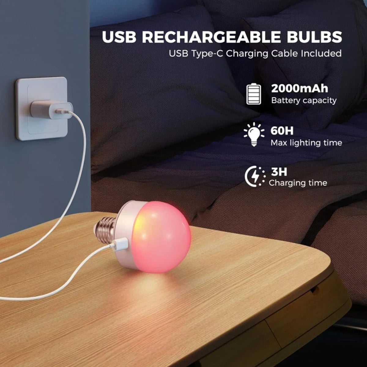Rechargeable RGB LED Lamp | LumiGo E27 Colour-Changing Bulb