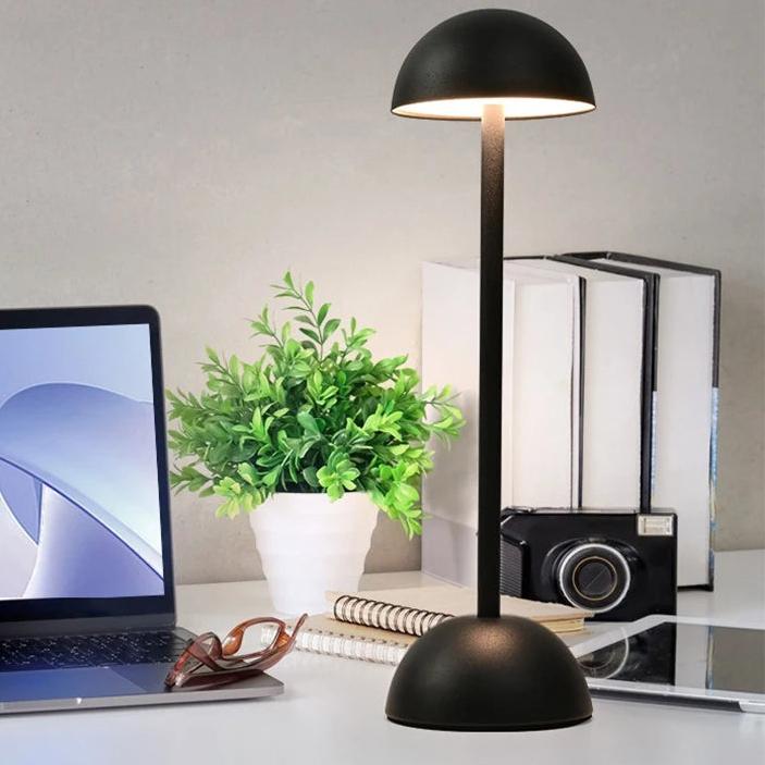 Rechargeable Table Lamp, Iron, 34 x 10 cm | White or Black, Stepless Dimmer | Cordless 10-16 Hour Battery, 3 White Tones