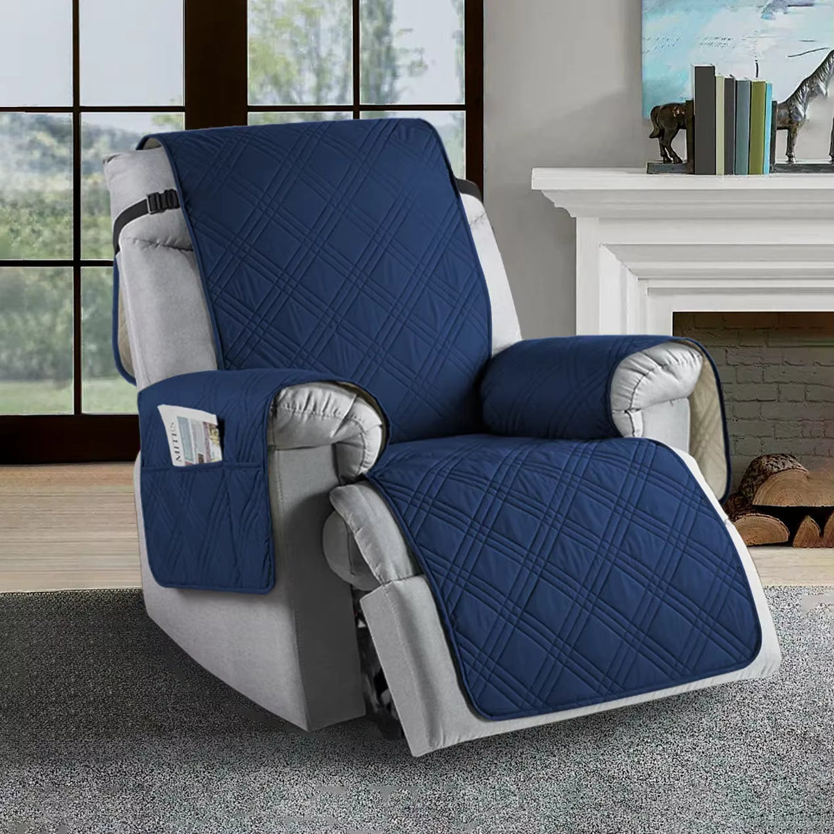 Recliner Chair Cover | Quilted Finish, Side Storage Pocket