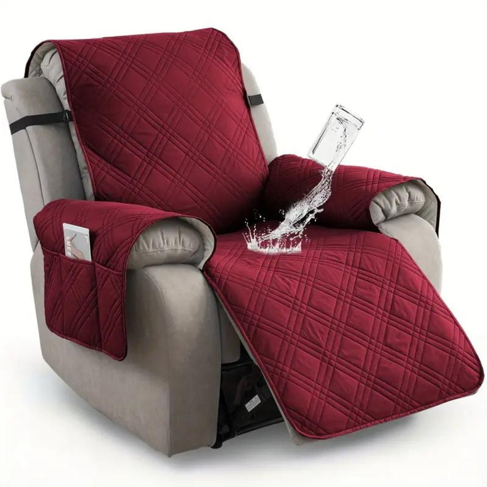 Recliner Chair Cover | Quilted Finish, Side Storage Pocket