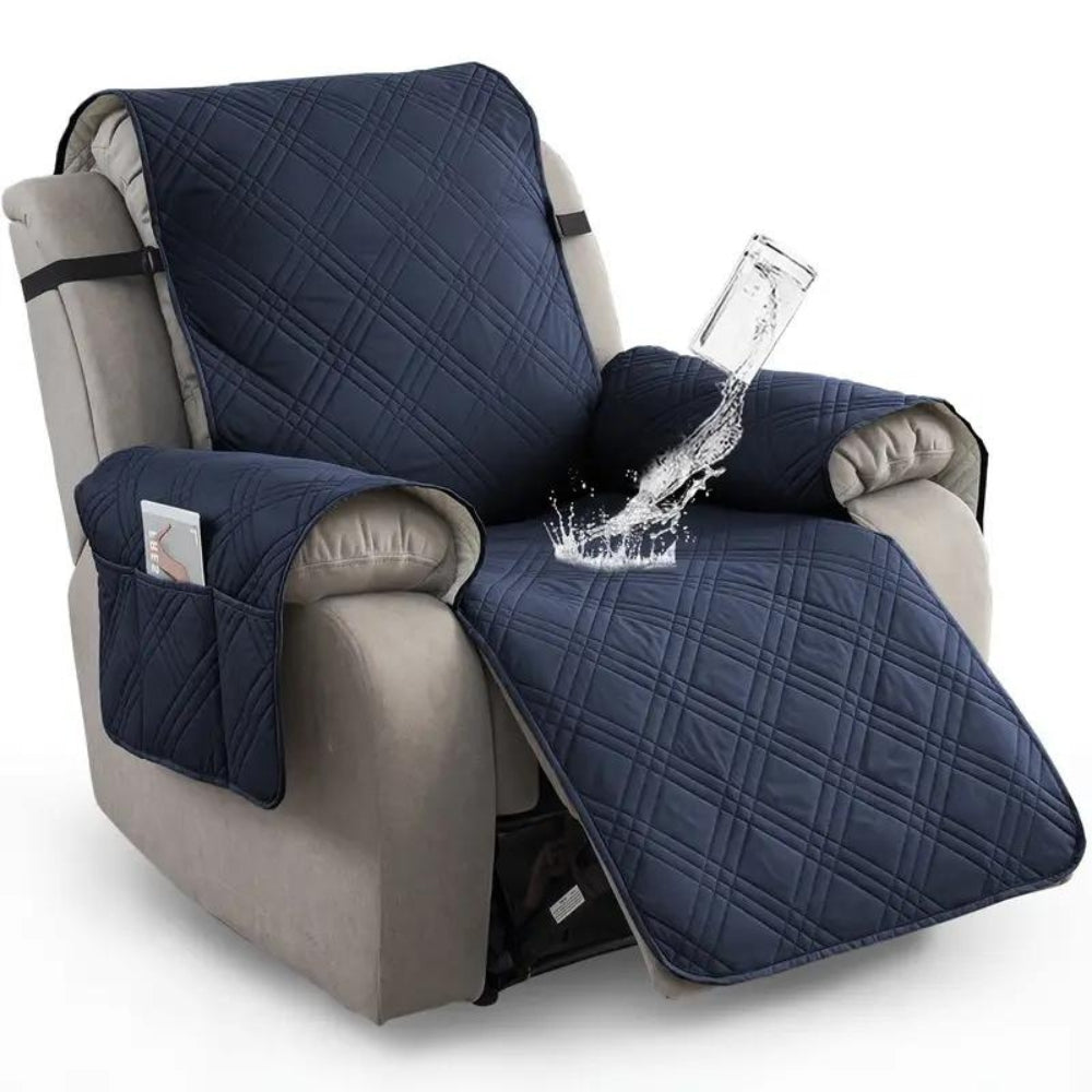 Recliner Chair Cover | Quilted Finish, Side Storage Pocket