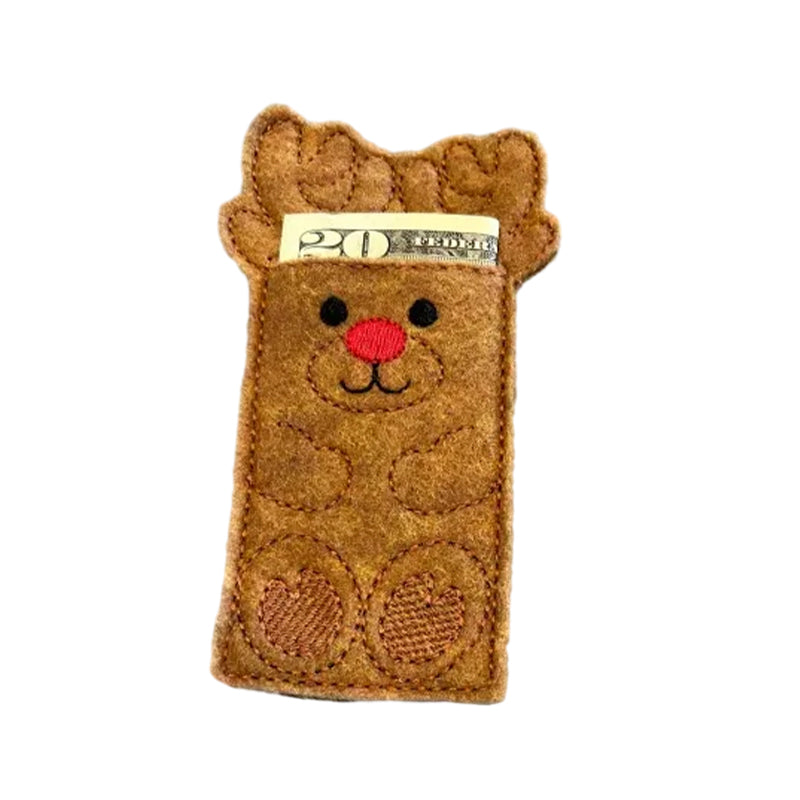 Reindeer Money Holder Sleeve | Felt Gift Card & Cash Pocket Decoration | Handmade Christmas Table Place Setting