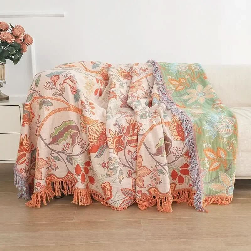Reversible Blanket | Two Patterns In One Fringed Throw