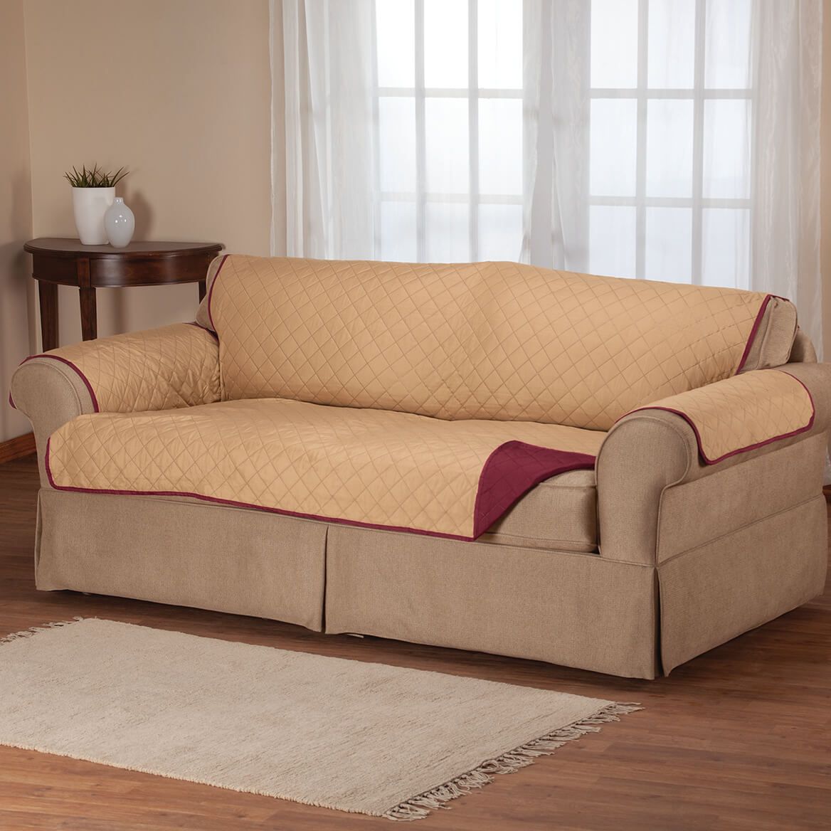 Reversible Sofa Cover Microfiber 198 cm Wide | Quilted, 2-Colour Design | Protects Against Spills, Stains and Wear