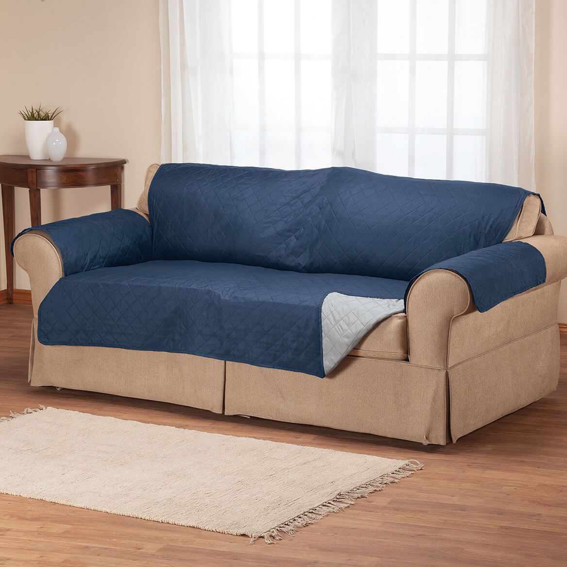 Reversible Sofa Cover Microfiber 198 cm Wide | Quilted, 2-Colour Design | Protects Against Spills, Stains and Wear