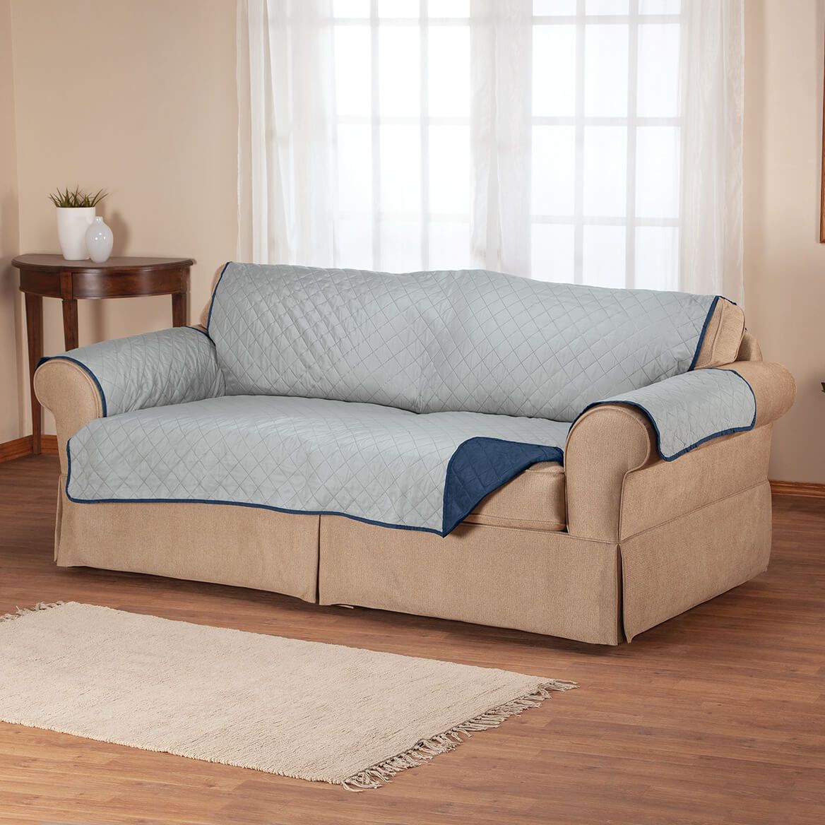 Reversible Sofa Cover Microfiber 198 cm Wide | Quilted, 2-Colour Design | Protects Against Spills, Stains and Wear